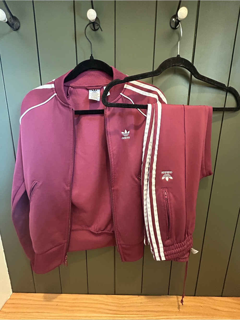 adidas Womens Burgundy Tracksuit Jacket & Pants